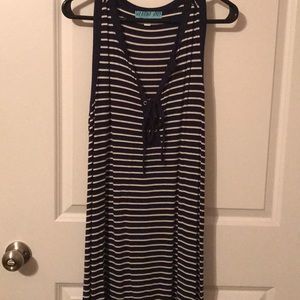 Blue and White Striped Dress